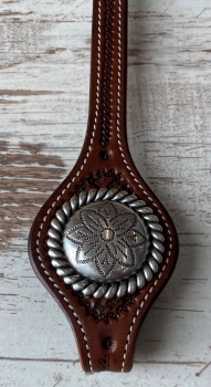 Rope Edge Flower Engraved Concho antik 1 3/4